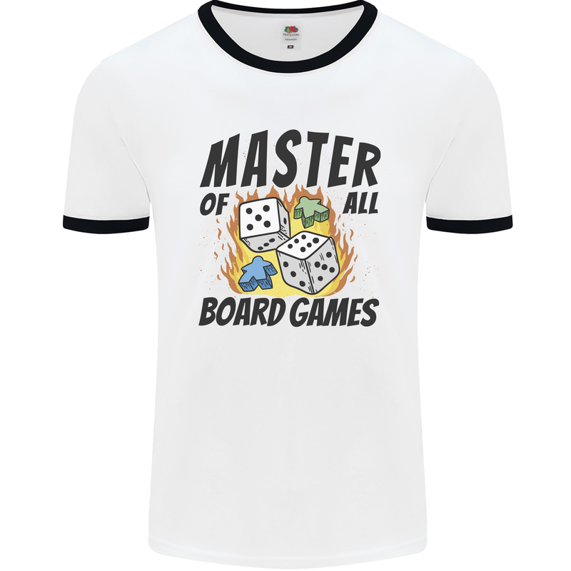 Master of All Board Games Mens Ringer T-Shirt White/Black