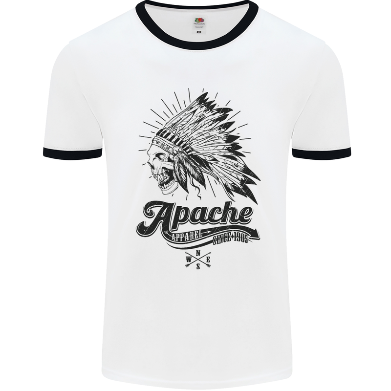 Apache Apparel Motorbike Motorcycle Biker Mens White Ringer T-Shirt White/Black