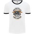 Biker Custom Cafe Racer Motorbike Mens White Ringer T-Shirt White/Black