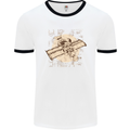 Flying Steampunk Dog Mens White Ringer T-Shirt White/Black