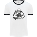 Viking Skull & Sword Thor Valhalla Mens White Ringer T-Shirt White/Black