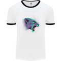 A Watercolour Lion Mens White Ringer T-Shirt White/Black