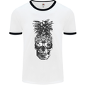 Pineapple Skull Surf Surfing Surfer Holiday Mens White Ringer T-Shirt White/Black