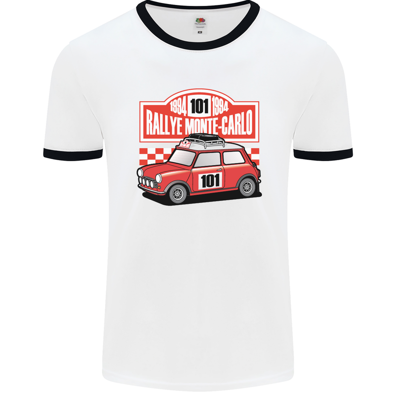 Rallye Monte Carlo Mini Rally Car Mens White Ringer T-Shirt White/Black