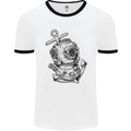 Scuba Diving Anchor Diver Sailing Sailor Mens White Ringer T-Shirt White/Black