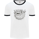 A Pufferfish Puffer Illustration Mens White Ringer T-Shirt White/Black
