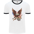 USA Eagle Flag America Patriotic July 4th Mens White Ringer T-Shirt White/Black