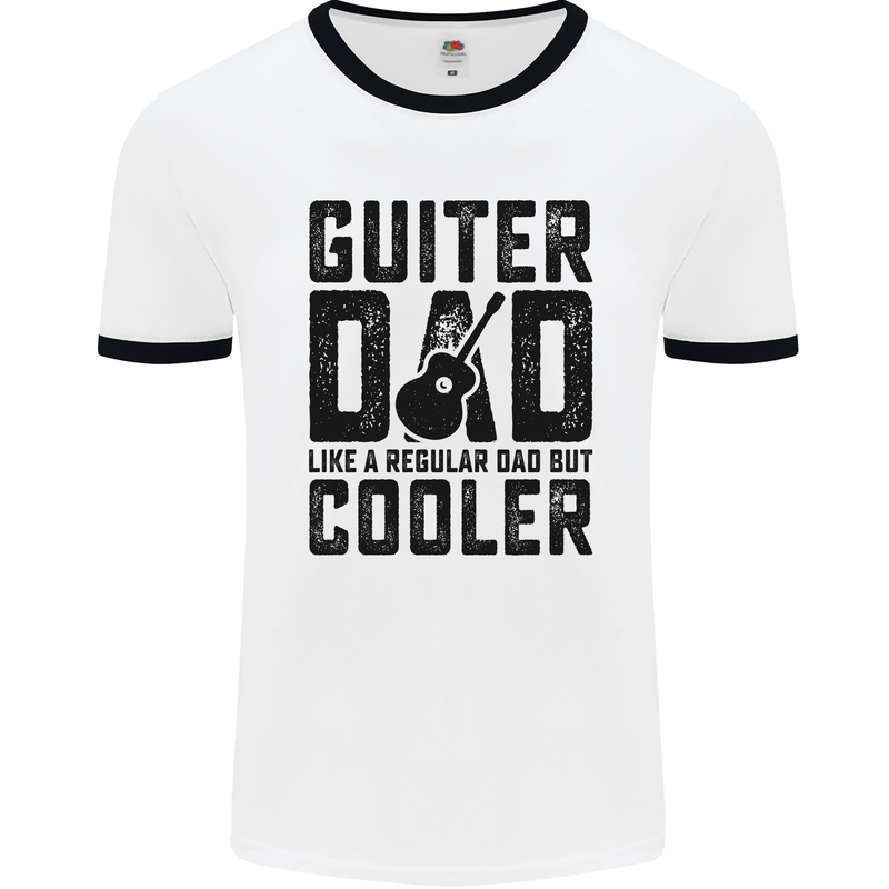 Fathers Day Guitar Dad Like a Normal Dad Mens Ringer T-Shirt White/Black