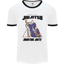 Jiu jitsu Word Cloud MMA Mixed Martial Arts Mens White Ringer T-Shirt White/Black