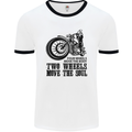 Two Wheels Move the Soul Motorcycle Biker Mens White Ringer T-Shirt White/Black