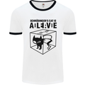 Schrodinger's Cat Science Geek Nerd Mens White Ringer T-Shirt White/Black