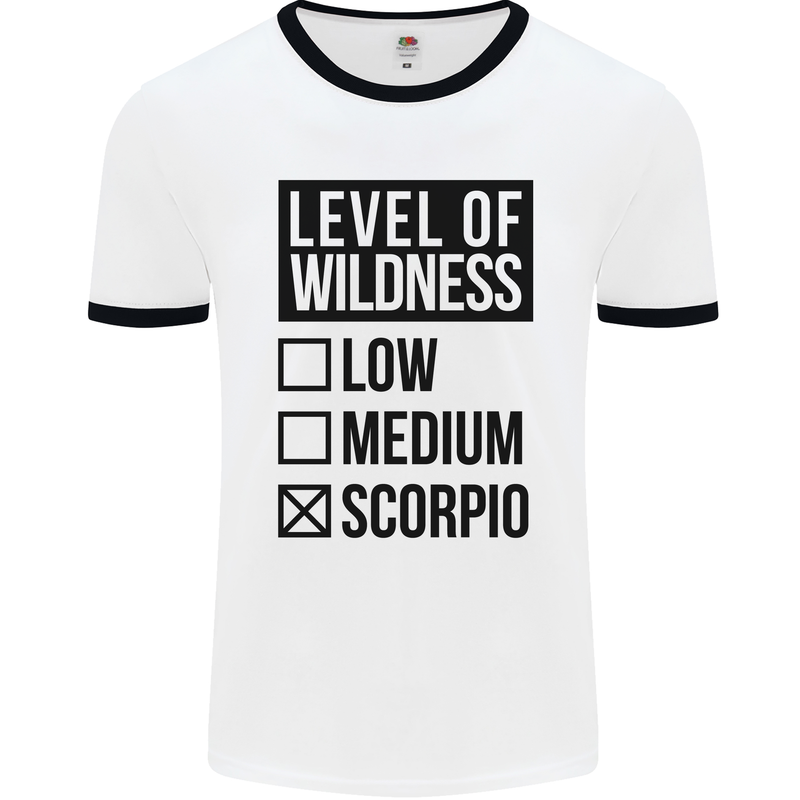 Levels of Wildness Scorpio Mens White Ringer T-Shirt White/Black