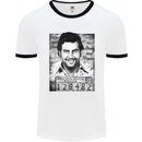 Pablo Escobar Mug Shot Mens White Ringer T-Shirt White/Black