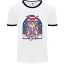 Bah Humbug Grumpy Christmas Owls Mens White Ringer T-Shirt White/Black
