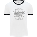 Vintage Year 52nd Birthday 1971 Mens Ringer T-Shirt White/Black