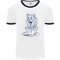 Floating Polar Bear Environment Climate Change Mens Ringer T-Shirt White/Black