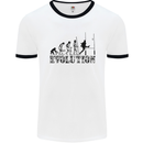 Evolution of Rugby Player Union Funny Mens White Ringer T-Shirt White/Black