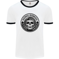 Rebel Cafe Racer Biker Motorbike Motorcycle Mens White Ringer T-Shirt White/Black