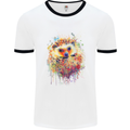 Watercolour Hedgehog Mens White Ringer T-Shirt White/Black