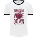 Time to Wine Down Funny Alcohol Mens Ringer T-Shirt White/Black