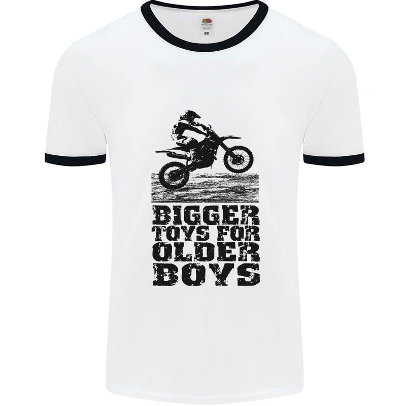 Motocross Bigger Toys Older Boys MotoX Mens White Ringer T-Shirt White/Black