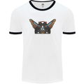 Ancient Egypt Winged Cats Eye of Horus Mens White Ringer T-Shirt White/Black