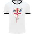 Union Jack Skull Gym St. George's Day Mens White Ringer T-Shirt White/Black