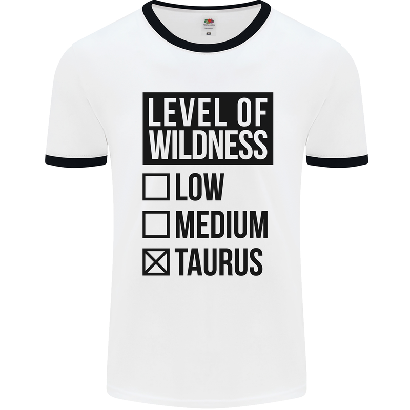 Levels of Wildness Taurus Mens White Ringer T-Shirt White/Black