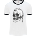 A Viking Skull Mens Ringer T-Shirt White/Black