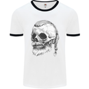 A Viking Skull Mens Ringer T-Shirt White/Black