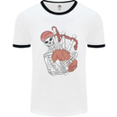 A Skeleton Playing the Bagpipes Mens Ringer T-Shirt White/Black