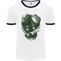 Gym Green Torso Ripped Muscles Effect Mens White Ringer T-Shirt White/Black