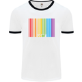 LGBT Barcode Gay Pride Day Awareness Mens White Ringer T-Shirt White/Black