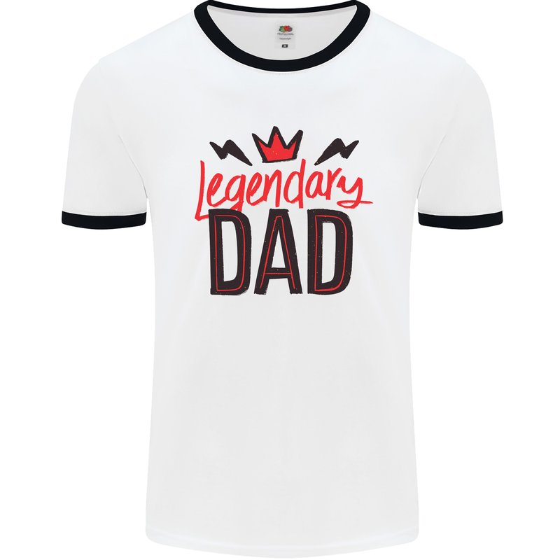 Legendary Dad Fathers Day Mens Ringer T-Shirt White/Black