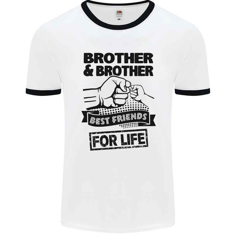 Brother & Brother Friends for Life Funny Mens White Ringer T-Shirt White/Black