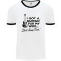 Guitar for My Wife Best Swap Ever Guitarist Mens White Ringer T-Shirt White/Black