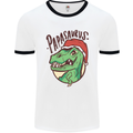 Christmas Papasaurus T-Rex Dinosaur Mens White Ringer T-Shirt White/Black