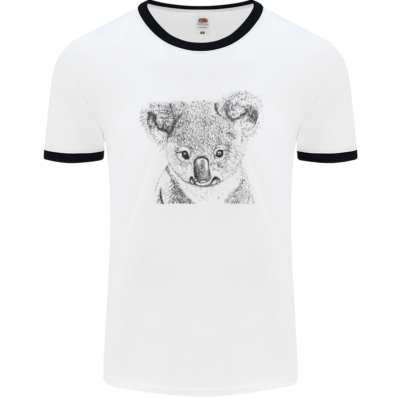 Koala Bear Sketch Ecology Environment Mens White Ringer T-Shirt White/Black