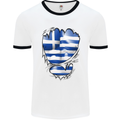 Gym The Greek Flag Ripped Muscles Greece Mens White Ringer T-Shirt White/Black