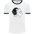 Funny Halloween Ying Yang Ghosts Mens White Ringer T-Shirt White/Black