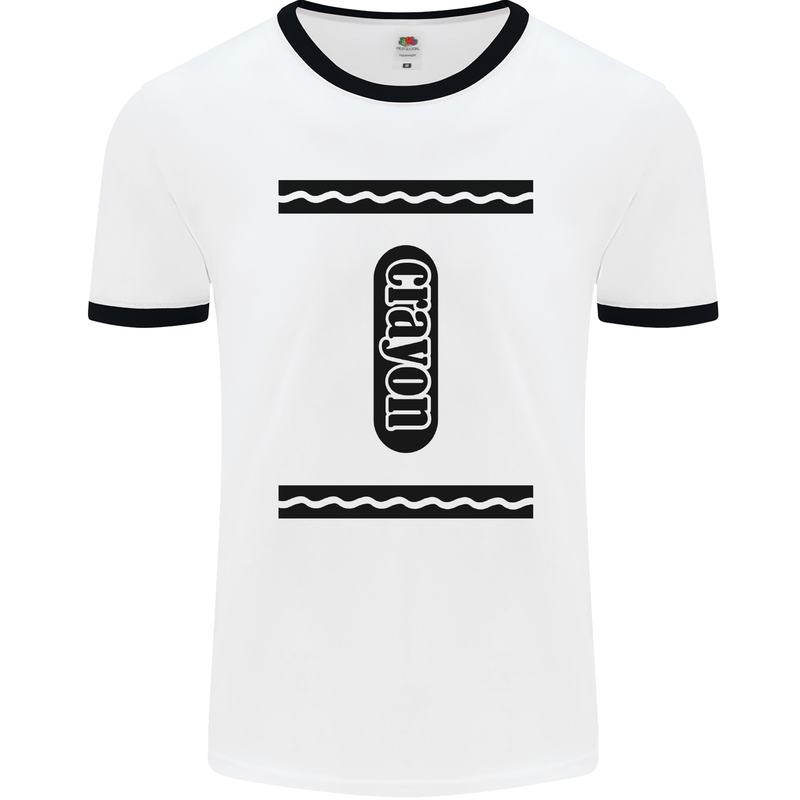 Crayon Fancy Dress Outfit Costume Funny Mens White Ringer T-Shirt White/Black