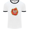 The of Polish Flag Fire Effect Poland Mens White Ringer T-Shirt White/Black