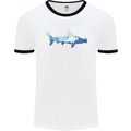 Hammerhead Shark Scuba Diver Diving Mens White Ringer T-Shirt White/Black