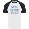 Best Mom Ever Tie Died Effect Mother's Day Mens S/S Baseball T-Shirt White/Black