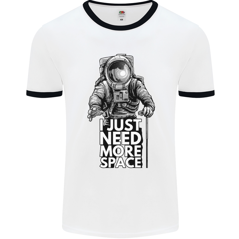 I Just Need More Space Funny Astonaut Mens White Ringer T-Shirt White/Black