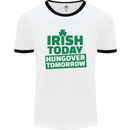Irish Hungover Tomorrow St. Patrick's Day Mens White Ringer T-Shirt White/Black