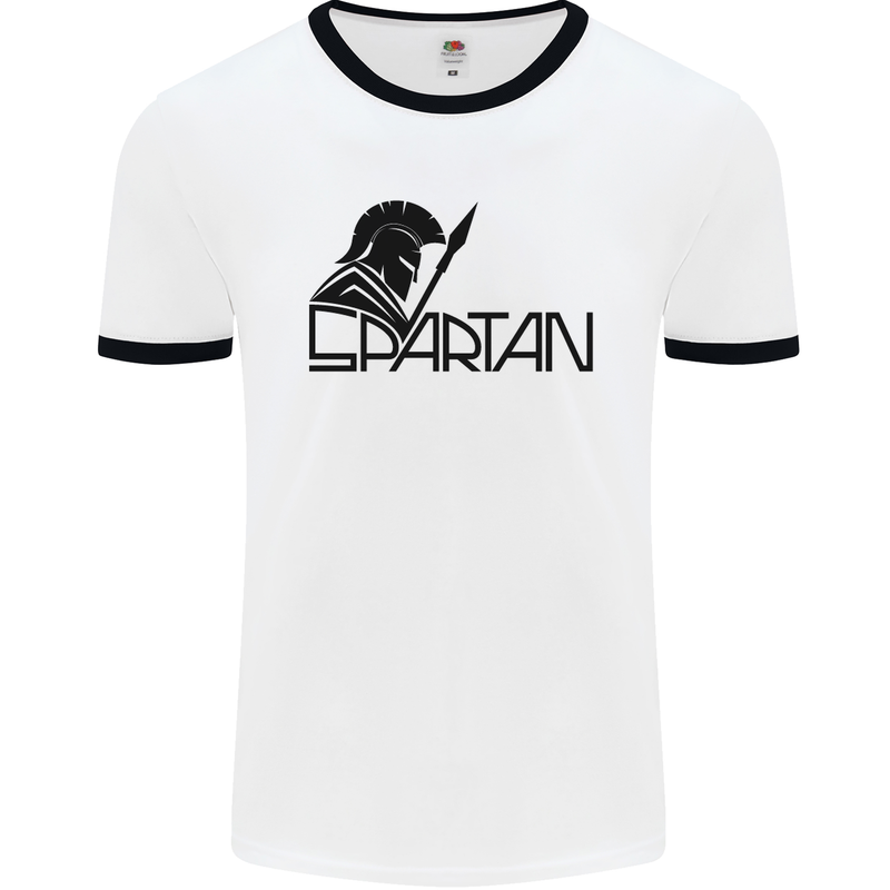 Spartan Gym Training Top Bodybuilding Mens White Ringer T-Shirt White/Black