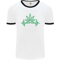 Weed Pulse Heart Cannabis Drugs ECG Mens White Ringer T-Shirt White/Black