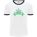 Weed Pulse Heart Cannabis Drugs ECG Mens White Ringer T-Shirt White/Black