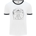 Gaming Vitruvian Gamer Funny Video Games Mens White Ringer T-Shirt White/Black